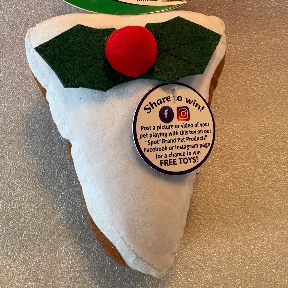 Spot PUMPKIN PIE SLICE Dog Toy Squeaks & Crinkle 6" Soft Christmas NEW